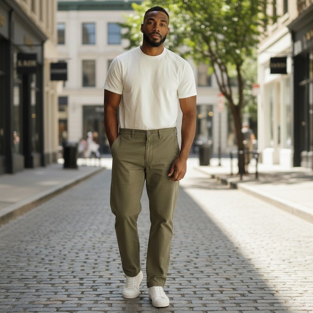 Levi Strauss Chino Pants Mens 42x32 Olive Green Cotton Twillβ Straight Workwear